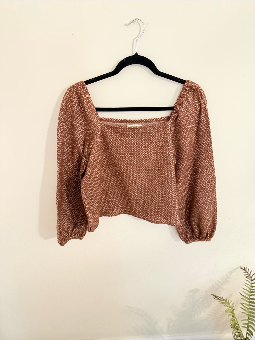 Madewell Square-Neck Puff Sleeve Top in Rust